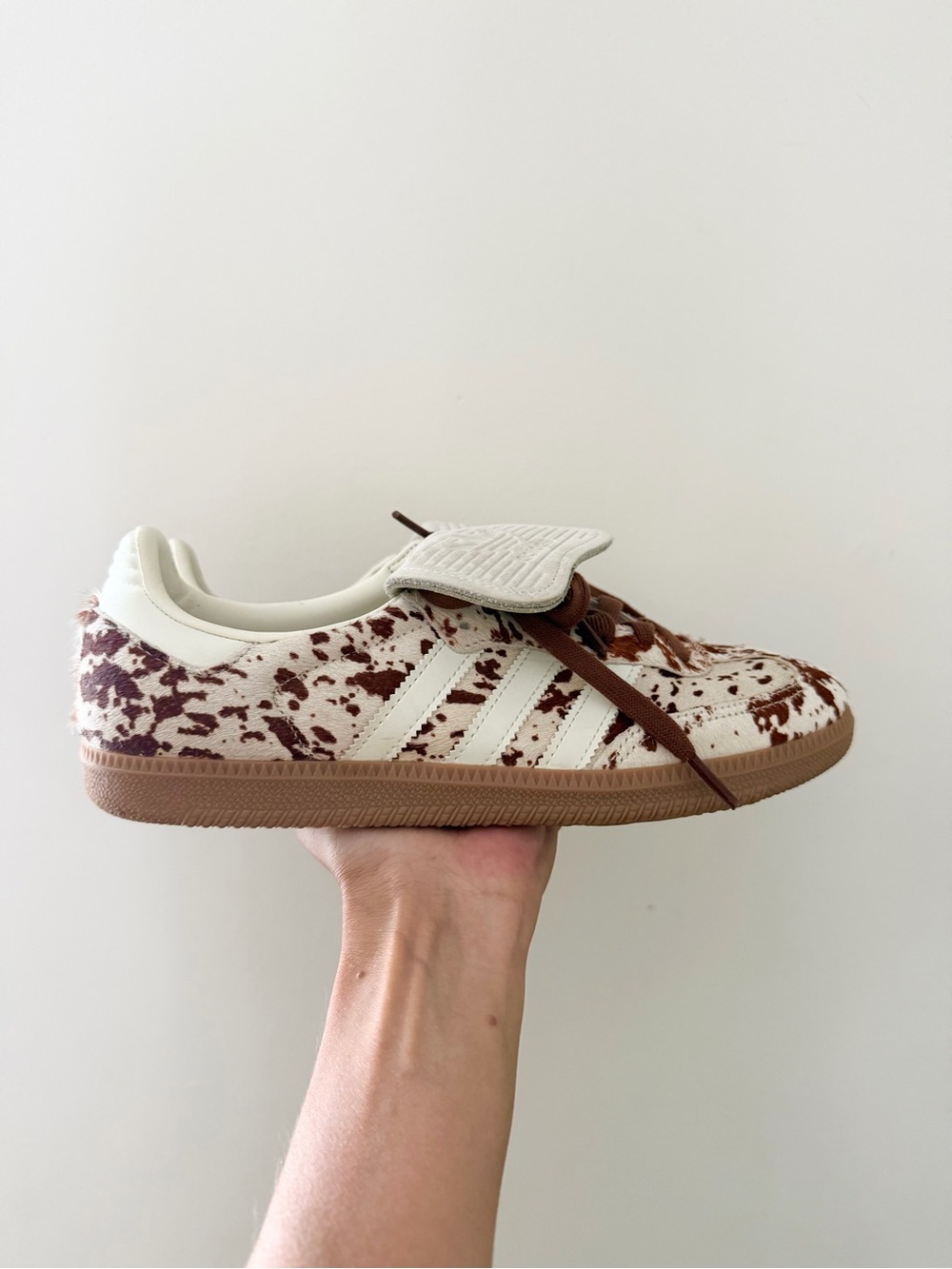 ADIDAS mohair cow print samba sneakers 8.5